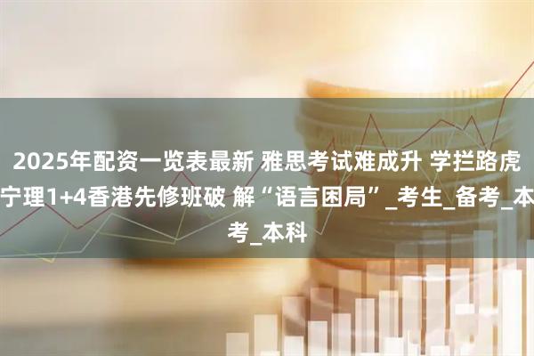 2025年配资一览表最新 雅思考试难成升 学拦路虎？宁理1+4香港先修班破 解“语言困局”_考生_备考_本科