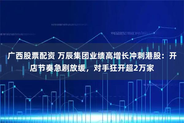 广西股票配资 万辰集团业绩高增长冲刺港股：开店节奏急剧放缓，对手狂开超2万家